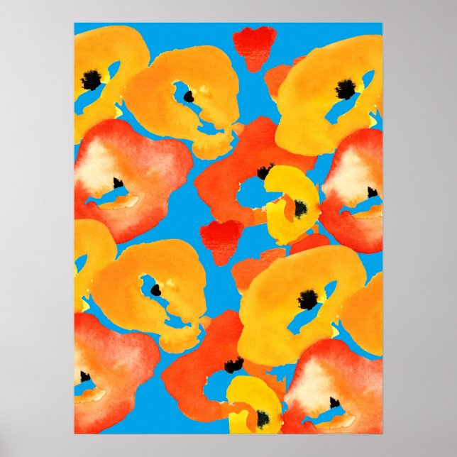 Plommon, stor blomma, röd orange poster (Framsidan)