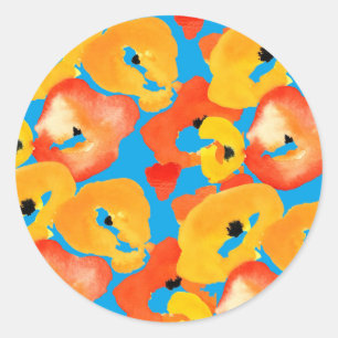 Plommon, stor blomma, röd orange runt klistermärke