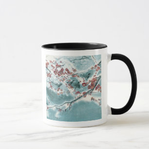 Plommonblommar i snö mugg