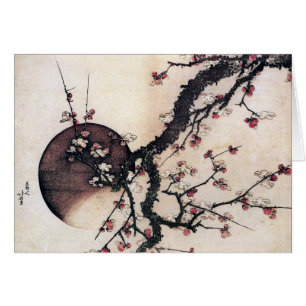 Plommonblommar och månen, Hokusai Hälsningskort