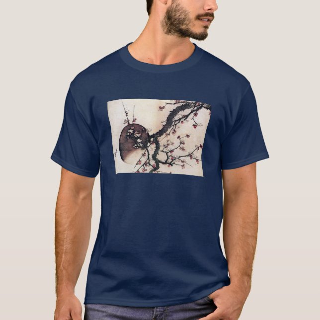 Plommonblommar och månen, Hokusai Tee Shirt (Framsida)