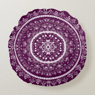 Plommonblommig Mandala Boho Rund Kuddöverdrag Kudde
