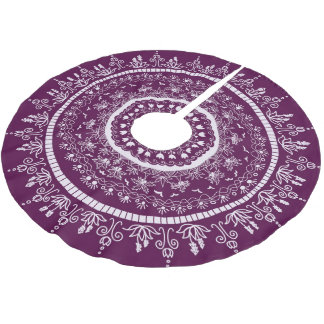 Plommonblommig Mandala Julgran Skrort Julgransmatta Borstad Polyester