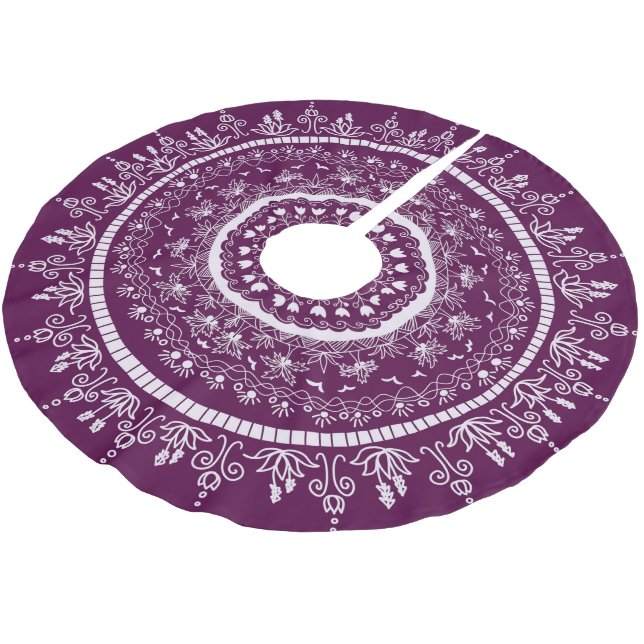 Plommonblommig Mandala Julgran Skrort Julgransmatta Borstad Polyester (Vinklad)