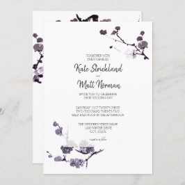 Plommonblossom sumie Bröllop Inbjudningar