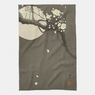 Plommonet blomstrar på natten vid Ohara Koson Kökshandduk