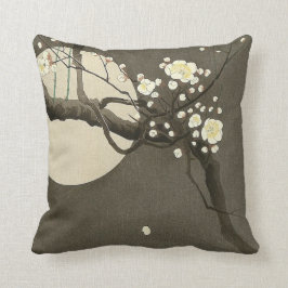Plommonet blomstrar på natten vid Ohara Koson Kudde