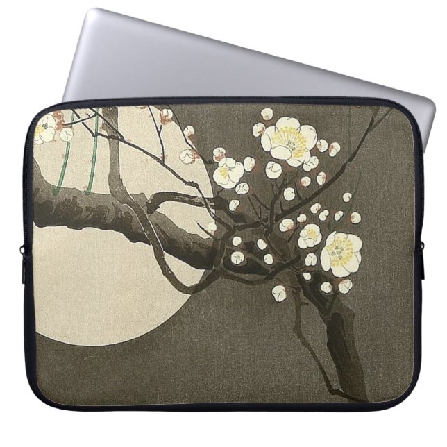 Plommonet blomstrar på natten vid Ohara Koson Laptop Fodral (Framsidan)