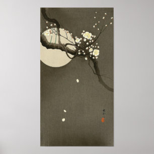 Plommonet blomstrar på natten vid Ohara Koson Poster