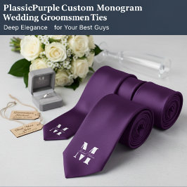 Plommonlila | Skräddarsydd monogram bröllop grooms Slips