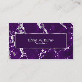 Plommonlilamarmor och metallisk silverdesign visitkort
