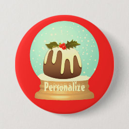 Plommonpudding snöglob vinterkaka röd grön knapp