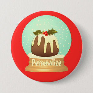 Plommonpudding snöglob vinterkaka röd grön knapp