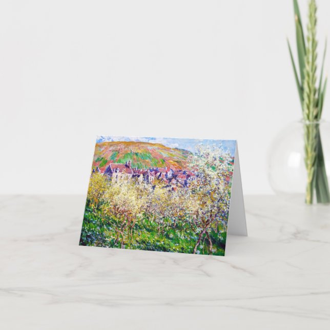 Plommonträd i blommar på Vetheuil Claude Monet Kort (Framsida)