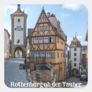 Plönlein i Rothenburg ob der Tauber, Tyskland Fyrkantigt Klistermärke