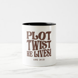 Plot Twist Han älskar Luke 24:23 Bible Verse Två-Tonad Mugg