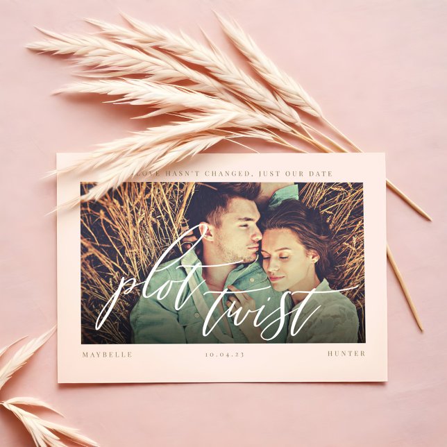 Plot Twist Modern Minimal Calligraphy & Photo Spara Datumet (Plot Twist Modern Minimal Calligraphy & Photo Save The Date)