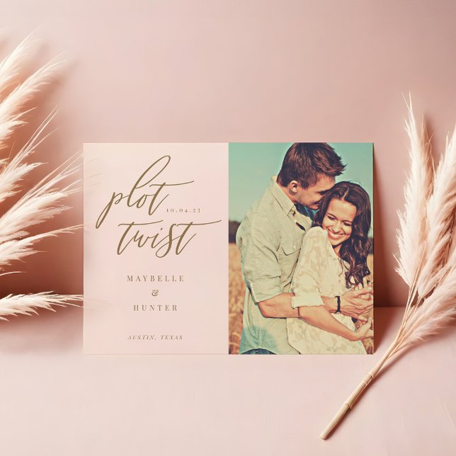 Plot Twist Modern Minimal Calligraphy & Photo Spara Datumet (Plot Twist Modern Minimal Calligraphy & Photo Save The Date)