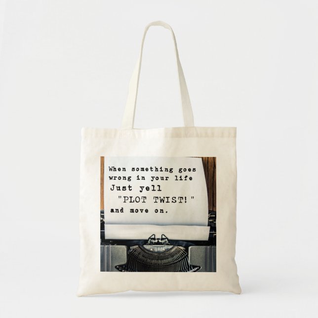 "Plot Twist" Tote Bag Tygkasse (Framsidan)