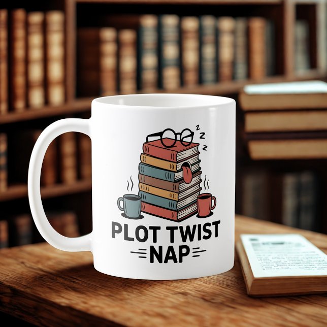 Plot Twist Tupplande | Rolig Bokälskare Design   Kaffemugg (Skapare uppladdad)