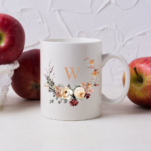 Plötslig utandning av Blommigt med något monogram Kaffemugg