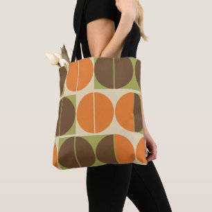 Plötsligt 70 Orange Brown Grönt Geometric Tygkasse
