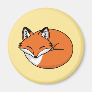 Plötsligt Tecknad Fox på Gult Magnet