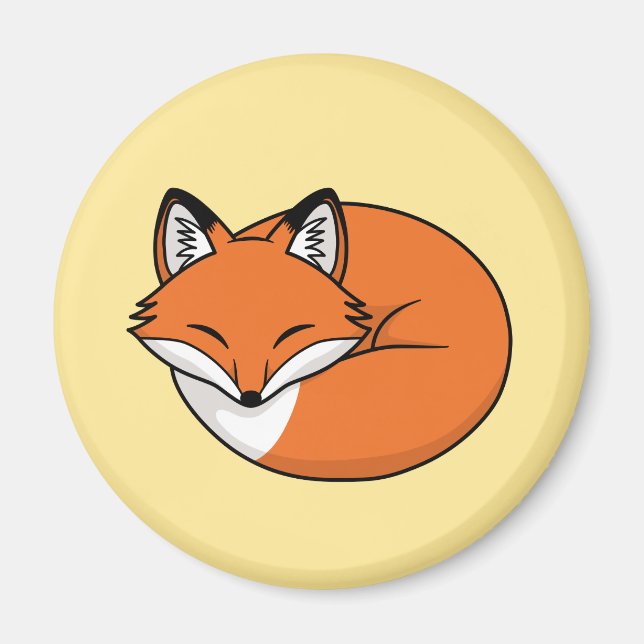 Plötsligt Tecknad Fox på Gult Magnet (Framsidan)