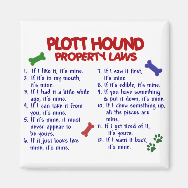 PLOTT HOUND Egendom Laws 2 Magnet (Framsidan)