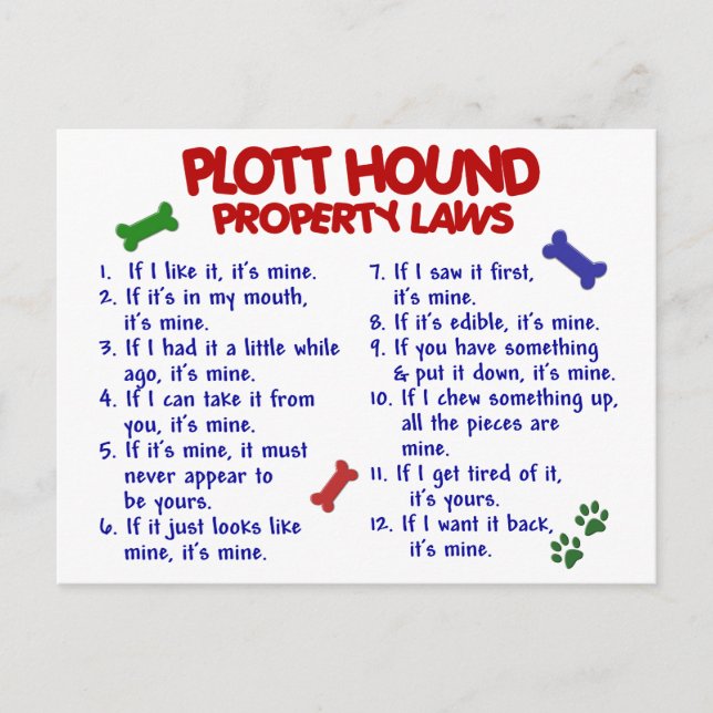 PLOTT HOUND Egendom Laws 2 Vykort (Framsida)