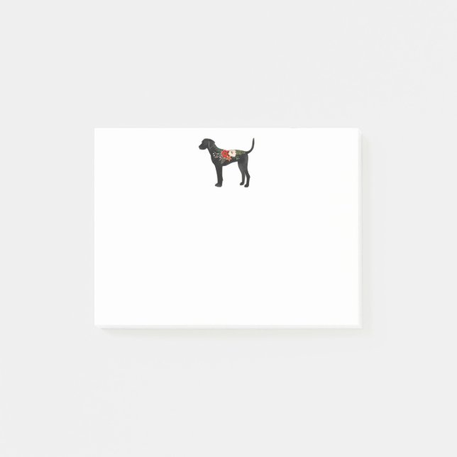 Plott Hound Hund aveln Boho Blommigt Silhouette Post-it Block (Framsida)