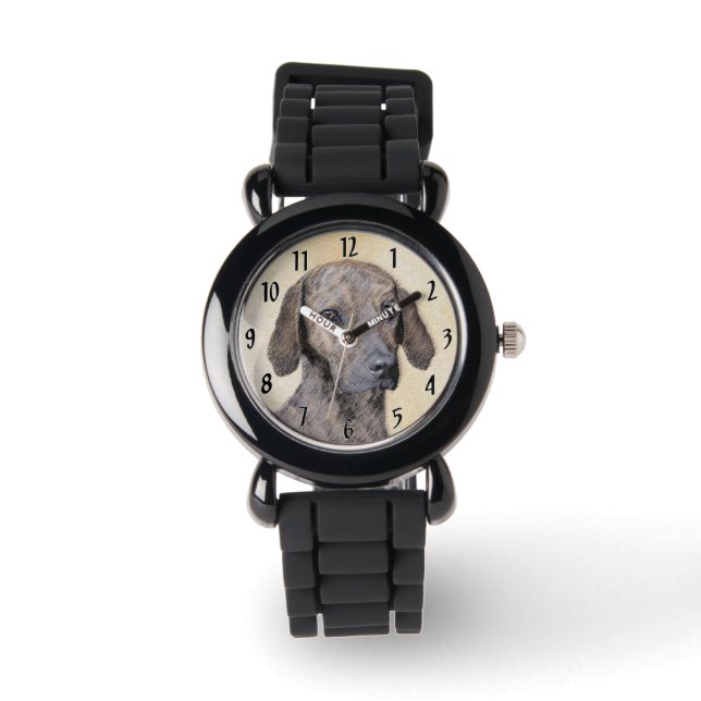 Plott-målning - Cute Original Hund Art Armbandsur (Framsida)