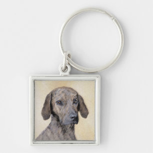 Plott-målning - Cute Original Hund Art Fyrkantig Silverfärgad Nyckelring