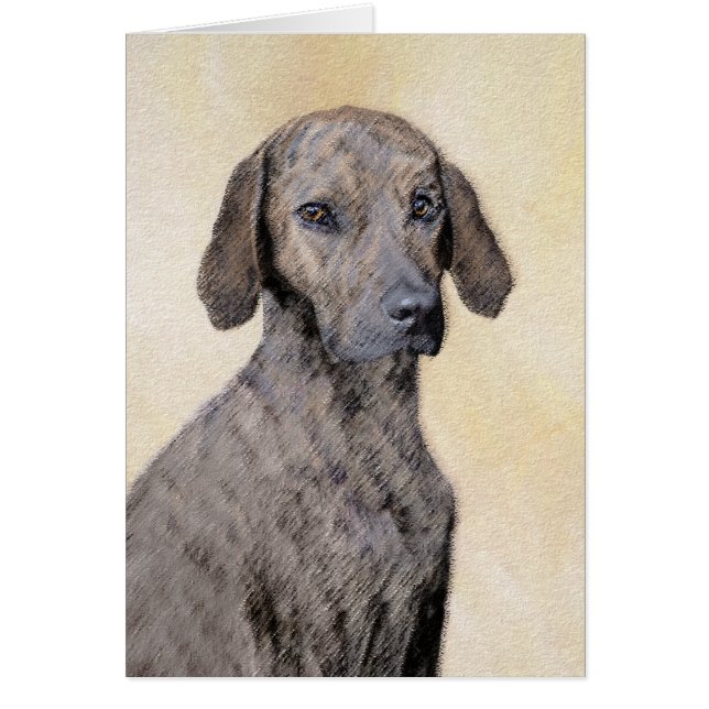 Plott-målning - Cute Original Hund Art Hälsningskort (Framsidan)
