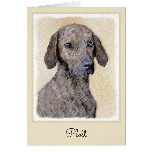 Plott-målning - Cute Original Hund Art Hälsningskort (Framsidan)