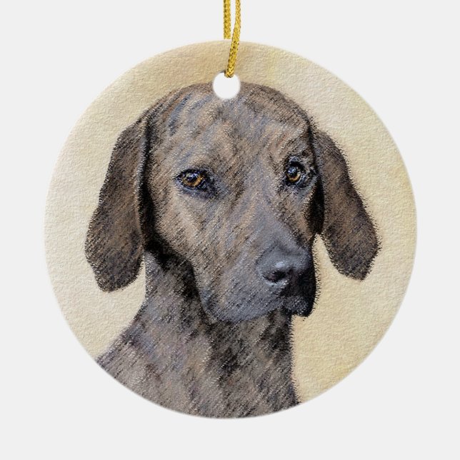 Plott-målning - Cute Original Hund Art Julgransprydnad Keramik (Framsidan)