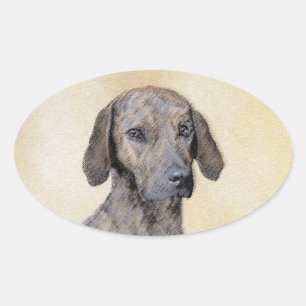 Plott-målning - Cute Original-Hund Art Ovalt Klistermärke