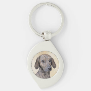 Plott-målning - Cute Original Hund Art Swirl Silverfärgad Nyckelring