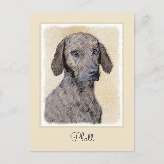 Plott-målning - Cute Original Hund Art Vykort (Framsida)
