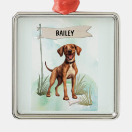 Plott Watercolor Personalized Dog Julgransprydnad Metall