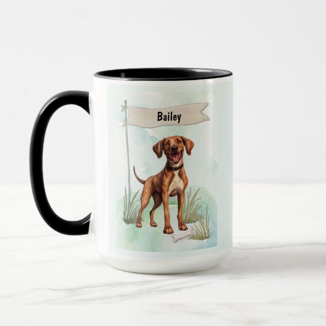 Plott Watercolor Personalized Dog Mugg (Vänster)