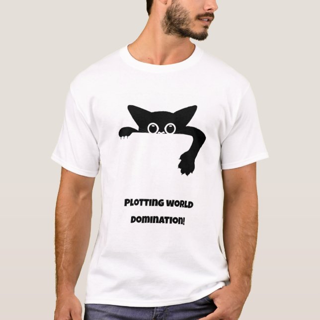 Plottande världsdominans! Funny Cat T Shirt (Framsida)