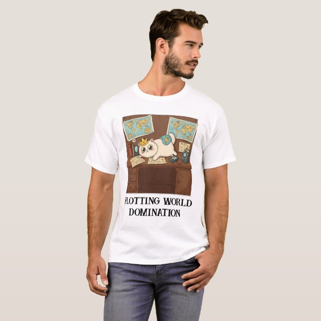 Plotting världsdominans, underbart katt t shirt (Hel framsida)