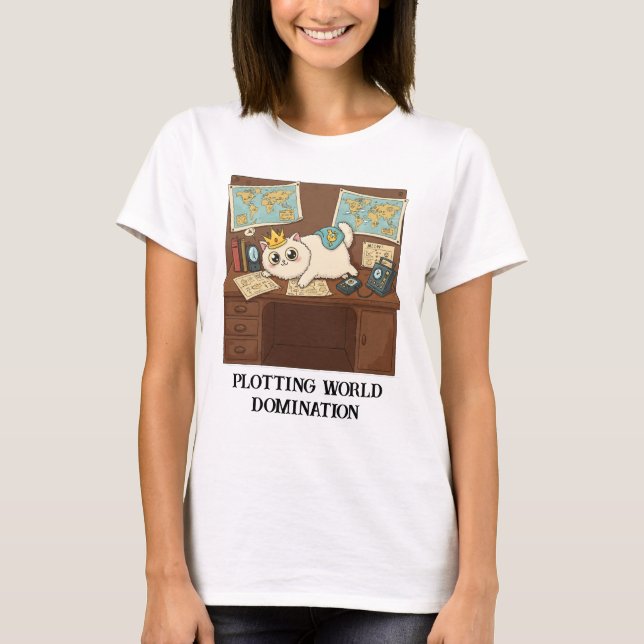Plotting världsdominans, underbart katt t shirt (Framsida)