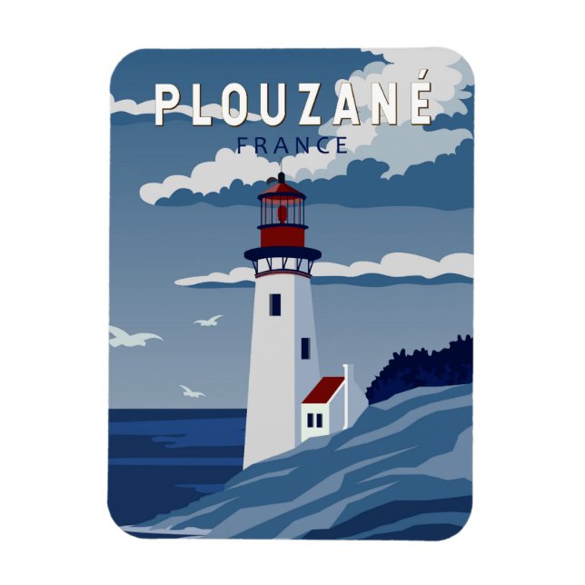 Plouzane Frankrike Travel Vintage Art Magnet (Vertikal)