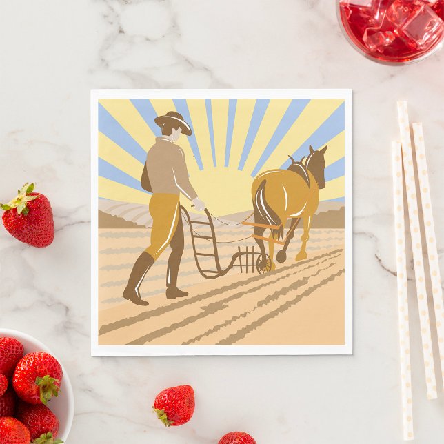 Plowing A Fält Pappersservett (Skapare uppladdad)