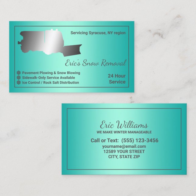 Plowing and Removal snö Visitkort (Fram/baksida)