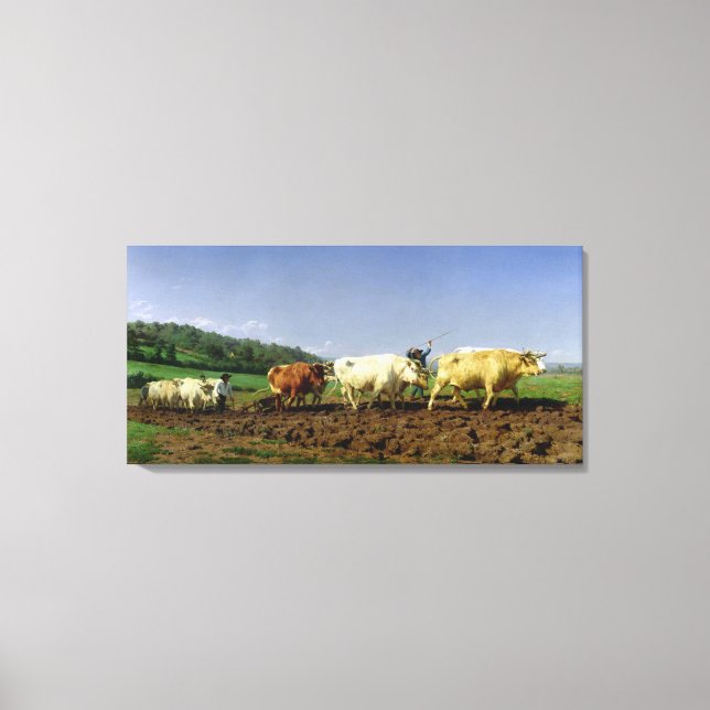 Plowing in Nivernais, 1849 Canvastryck (Framsida)