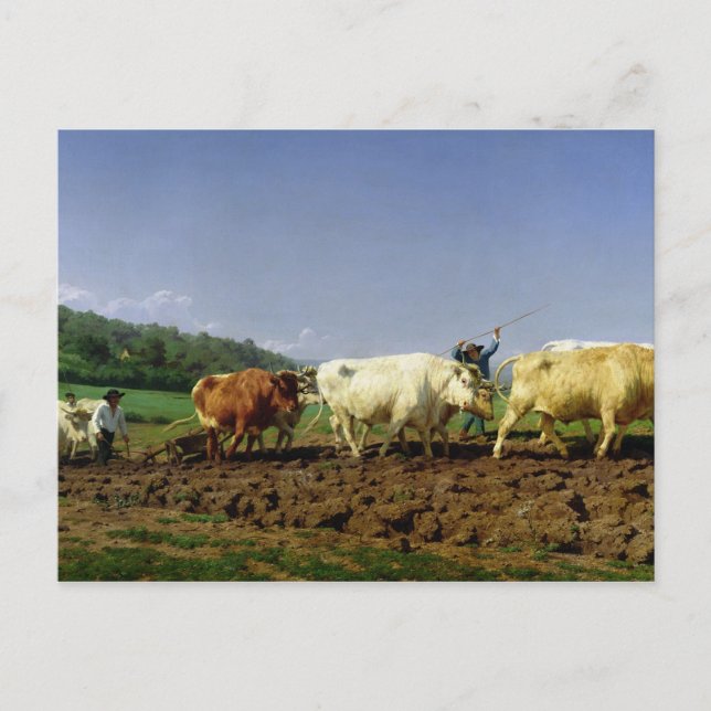 Plowing in Nivernais, 1849 Vykort (Framsida)
