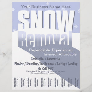 Plowing Service i snö. Borttagningsföretag. Reklamblad